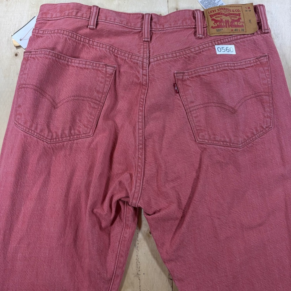 Levis 501 Original White Oak Cone Denim Jeans Red W40 L32 Mens Straight Leg - Picture 2 of 6